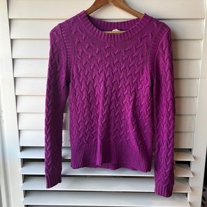 J crew cable knit purple pink knitted sweater